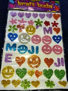 Sparkly Emoji &amp; Heart Glitter Stickers