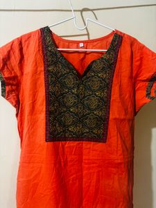 ₹120 Orange Kurta - Size: M