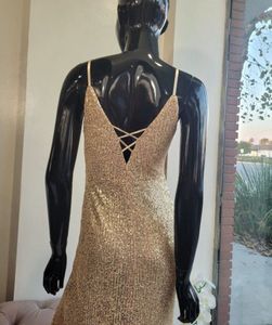 Gold Sequin Strappy Silhouette Gown