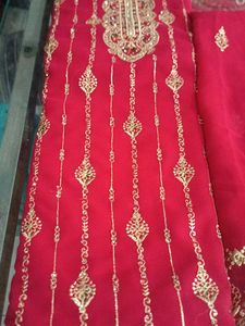 Red &amp; Gold Embroidered Salwar Kameez Suit