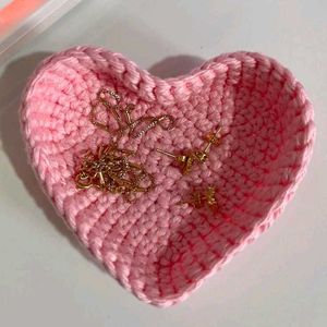 Pink Crochet Heart Trinket Dish🎀