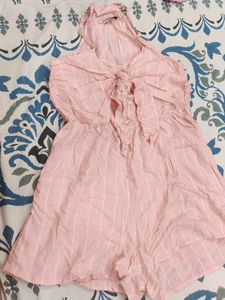 Pink Tie-Front Romper