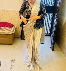 Elegant Draped Saree with Designer Blouse