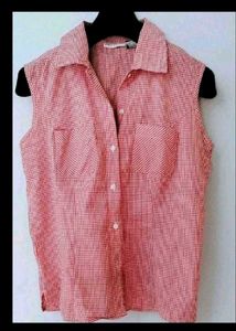 Red &amp; White Sleeveless Top