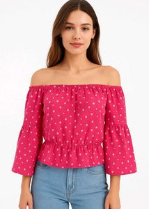 Pink Off-Shoulder Top – Fits S to L (Upto 38 Bust)