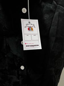 Black Shirt With White Lace Collar