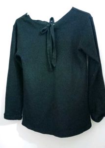 Black Long Sleeve Top with Tie Back