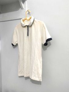 Men's White Polo T-Shirt with Black Collar –