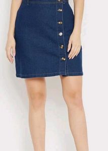 Denim Button-Front Skirt