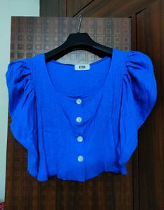 Blue Puff Sleeve Top