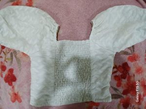White Puff Sleeve Crop Top