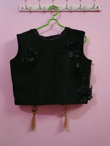 Black Top With Grey Skirt