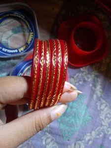 Red &amp; Gold Bangles - Set of 6