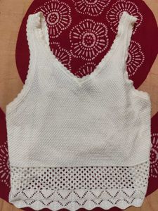 Zudio White Crochet Tank