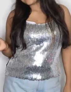 Shein Dupe Silver Sequin Top