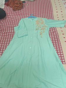 Mint Green Embroidered Kurti