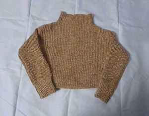 Crop High Neck Knitted Jumper