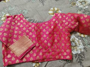 Pink Floral Banarasi Saree
