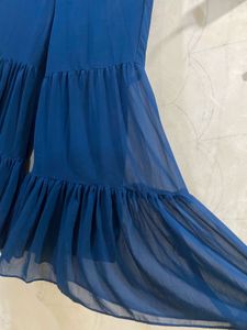 Blue Sleeveless 3 Piece Gharara Set