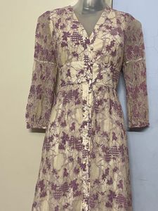 Pintrest Korean Floral Lace Midi Dress