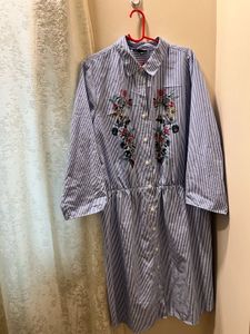 Striped Floral Shirt Dress