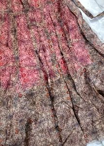 Skirt Organza Fabric Printed Long Skir