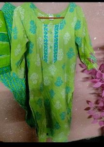 Green Printed Kurta Set