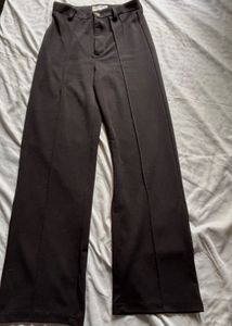 Black Straight Leg High Waist Trousers