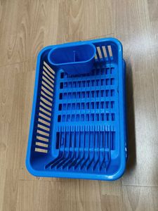 3 In 1 Blue Dish Sink Rack With Multipurpose Tray