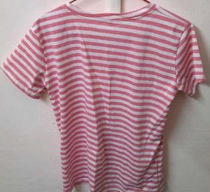 Pink Striped Short Sleeve T-Shirt