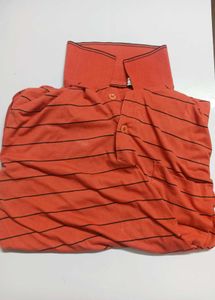 ​Men&#39;s OrangePinstripe Polo Shirt |Free size