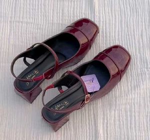 Burgundy Patent Slingback Heels