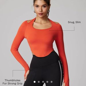 Orange Long Sleeve Workout Top