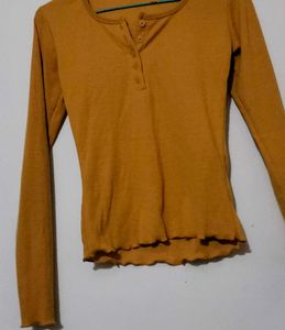 Ribbed Button-Down Top