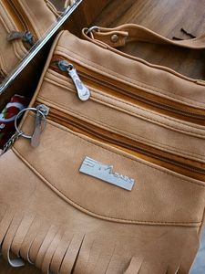 Tan Handbag with Tassels
