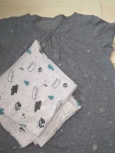 Girls&#39; Gray Tee &amp; Patterned Pants Set
