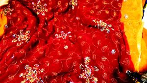 Embroidered Red Sari
