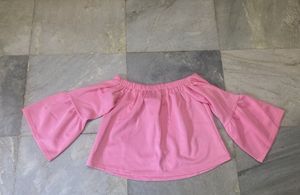 Pink Off Shoulder Bell Sleeves Top