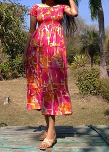 Bright Tiered Midi Dress