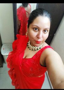 Elegant Red Ruffle Saree Made to Order