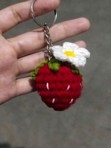 Cute Strawberry 🍓 Crochet Keychain.