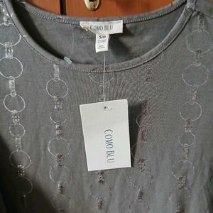 Chain Detail Top With Puff Sleeves