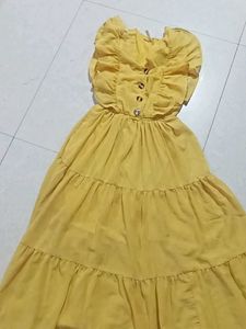 Yellow Ruffled Tiered Dress