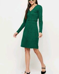 Emerald Green Patterned Dress