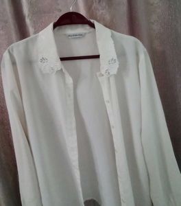 Vintage White Shirt With French Bishop Sleeves.