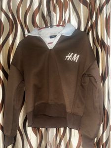 H&M Brown V-Neck Sweatshirt