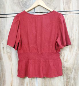Rust Colour Embroidery Work Top Size-34