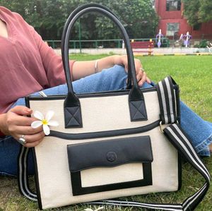 Classic Two-Tone Canvas Tote Bag