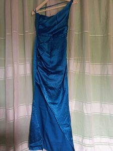 Teal One-Shoulder Maxi Dress