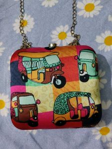 Auto Rickshaw Print Chain Bag